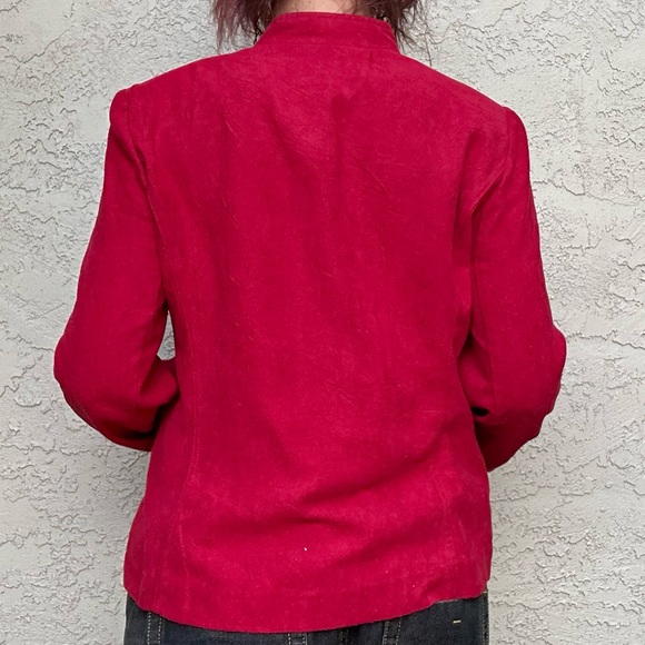 Y2k Red Velvet Zip Up Ruffle Long Sleeve Top or Jacket - Picture 6 of 10